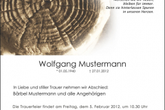 Traueranzeige Motiv A 017 BA - Baumstamm, Lebensringe, Baumringe