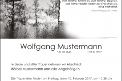 Traueranzeige Motiv A 021 BA - Bäume, Wasserspiegelung