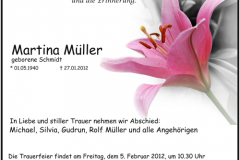 Traueranzeige Motiv A 025 BL - Lilie, Blumen