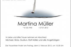 Traueranzeige Motiv A 017 BO - Segelboo,t Boot