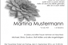 Traueranzeige Motiv A 016 BW - Blume