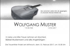 Traueranzeige Motiv A 015 IN - Gitarre, Instrument