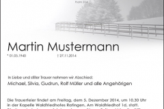 Traueranzeige Motiv A 017 LA - Winterlandschaft, Winter, Schnee