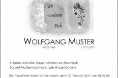 Traueranzeige Motiv A 016 SO - Grabstein, Buch, Rose
