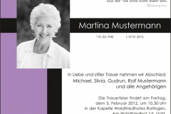 Traueranzeige Motiv A 025 SO - Portrait