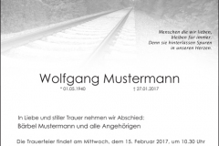 Traueranzeige Motiv A 027 SO - Bahngleise