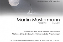 Traueranzeige Motiv A 035 SO - Mond, Segelboot Traueranzeige Motiv A 035 SO - Mond, Segelboot