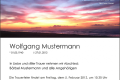 Traueranzeige Motiv A 021 SU - Abendhimmel, Sonnenuntergang