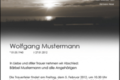 Traueranzeige Motiv A 022 SU - Sonne, Sonnenuntergang, Wolken Meer Bank