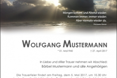 Traueranzeige Motiv A 023 SU - Sonnenuntergang am Meer