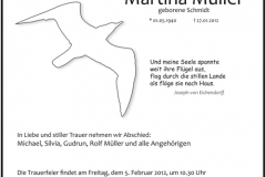 Traueranzeige Motiv A 028 SY - Symbol, Möwe, Vogel, Taube