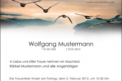 Traueranzeige Motiv A 016 VO - Vögel Wildgänse Traueranzeige Motiv A 016 VO - Vögel Wildgänse