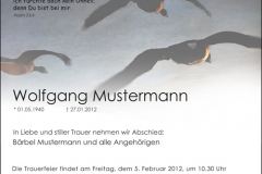 Traueranzeige Motiv A 017 VO - Vögel, Wildgänse, fliegen Traueranzeige Motiv A 017 VO - Vögel, Wildgänse, fliegen