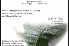 Traueranzeige Motiv A 020 BL - Pflanze, Blatt, Regen, Regentropfen